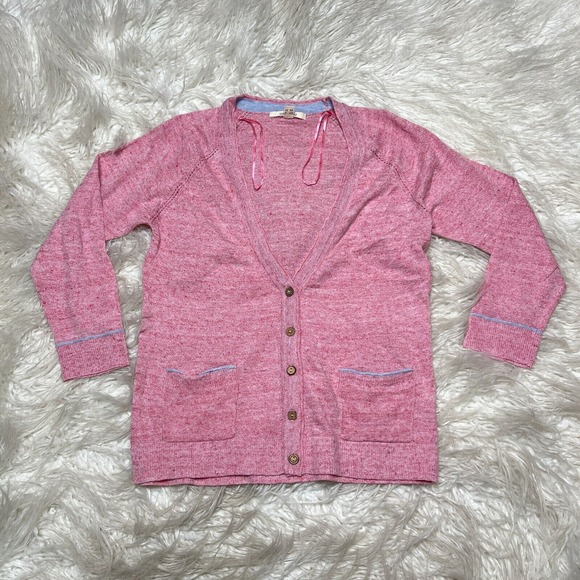 WHITE STUFF WOMENS CARDIGAN SALMON PINK SWEATER LINEN - Picture 1 of 4